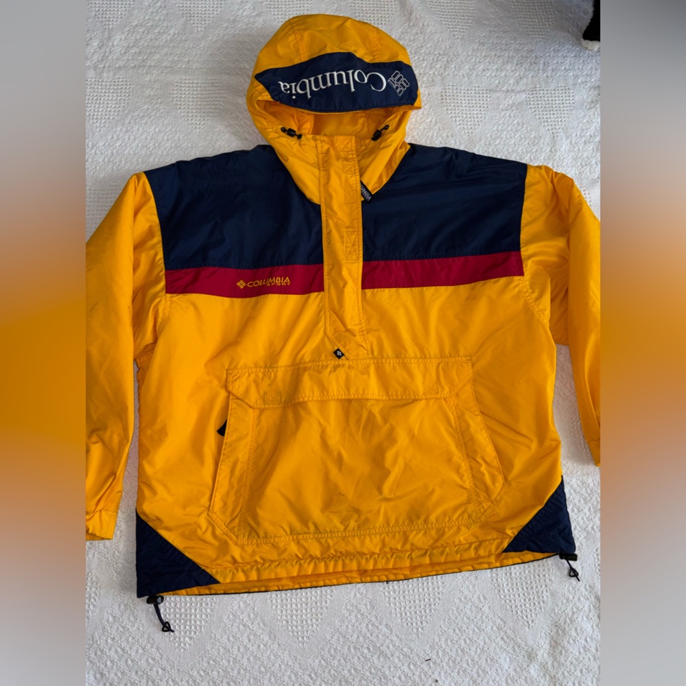 Vintage 90s Columbia Sportswear Women’s XL Yellow Blue Pullover Puffer Jacket